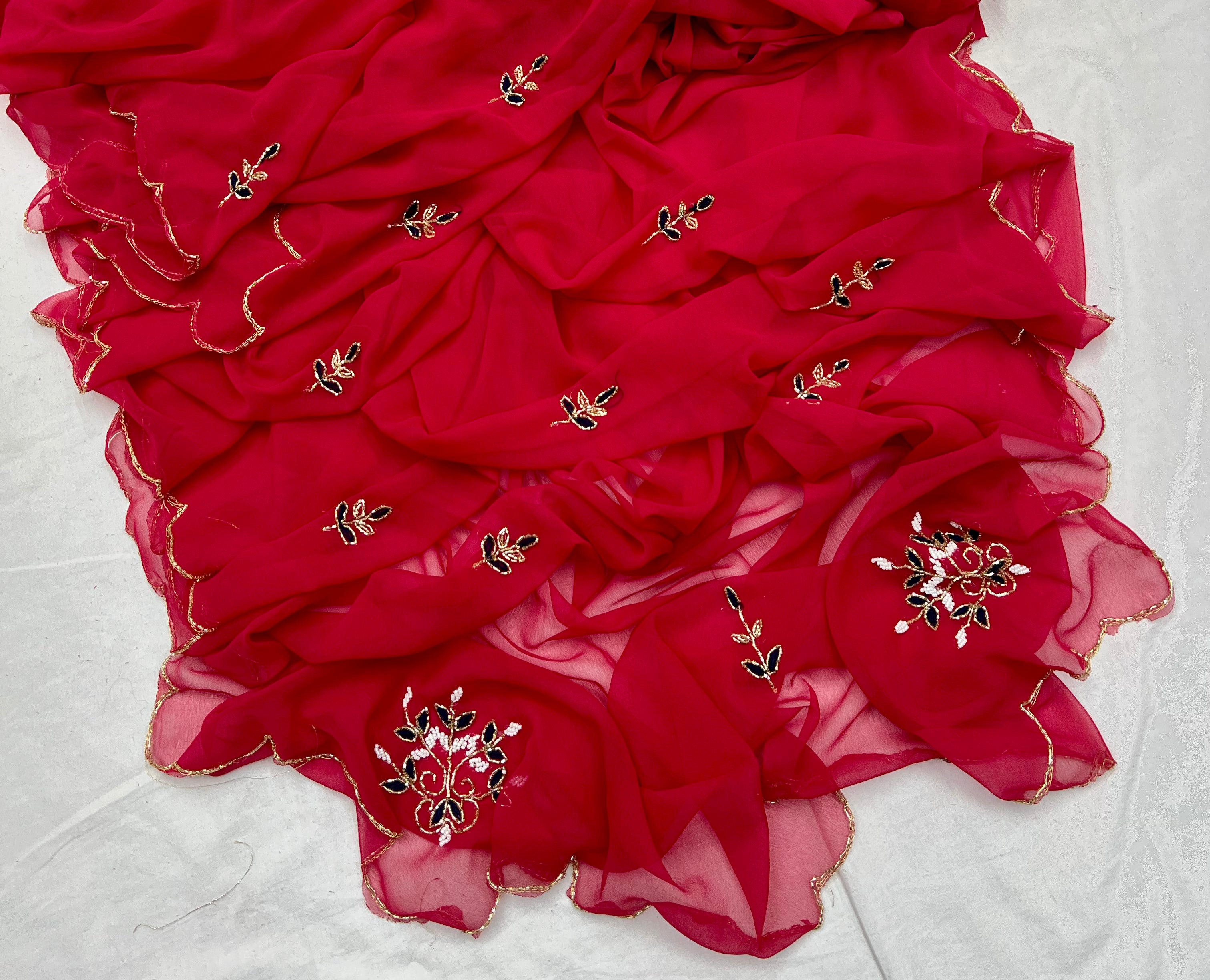 Hend work Bodar cut D.no:-one Saree