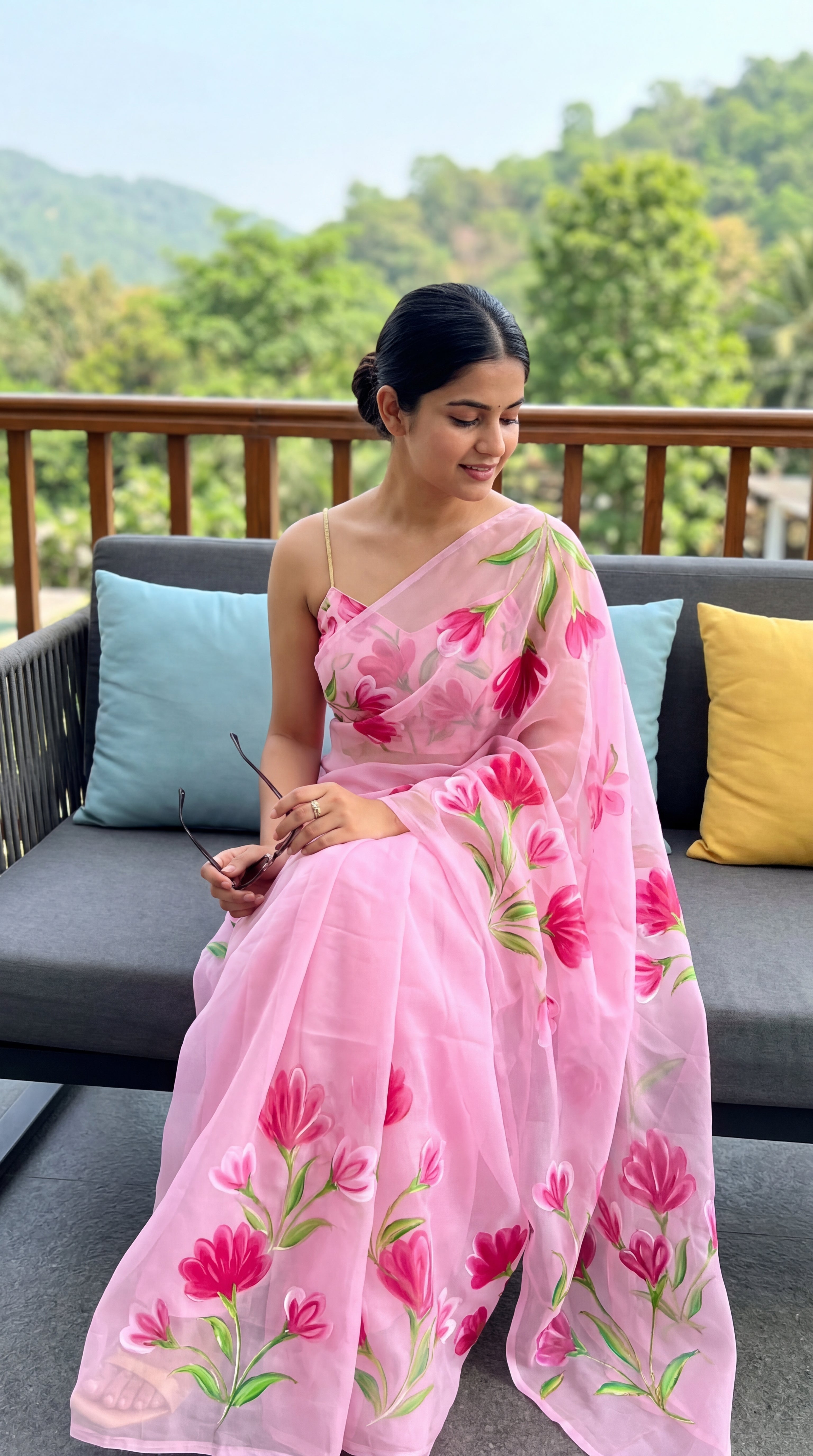 Brush print Saree D.no two Saree