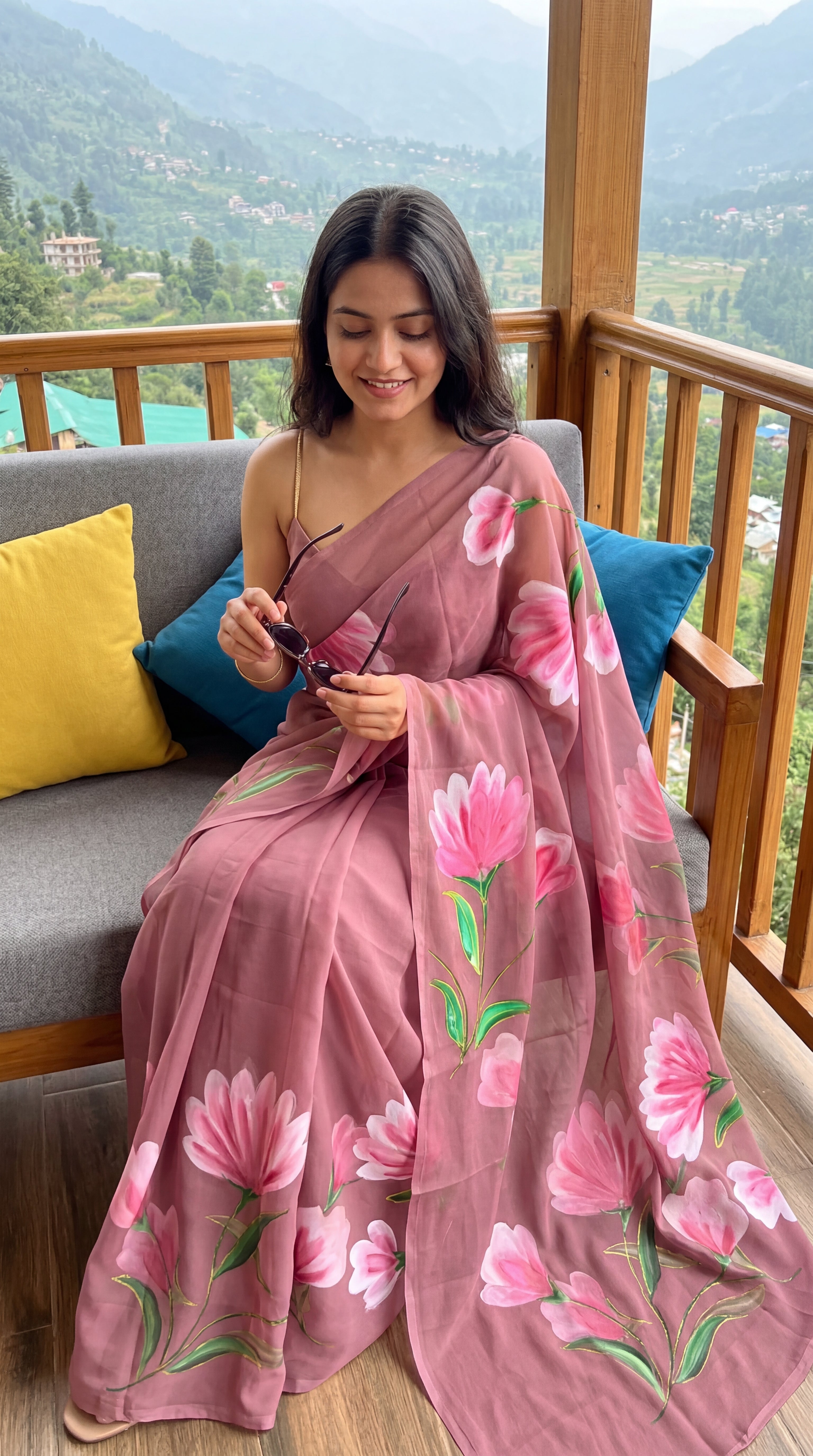 Brush print Saree D.no two Saree