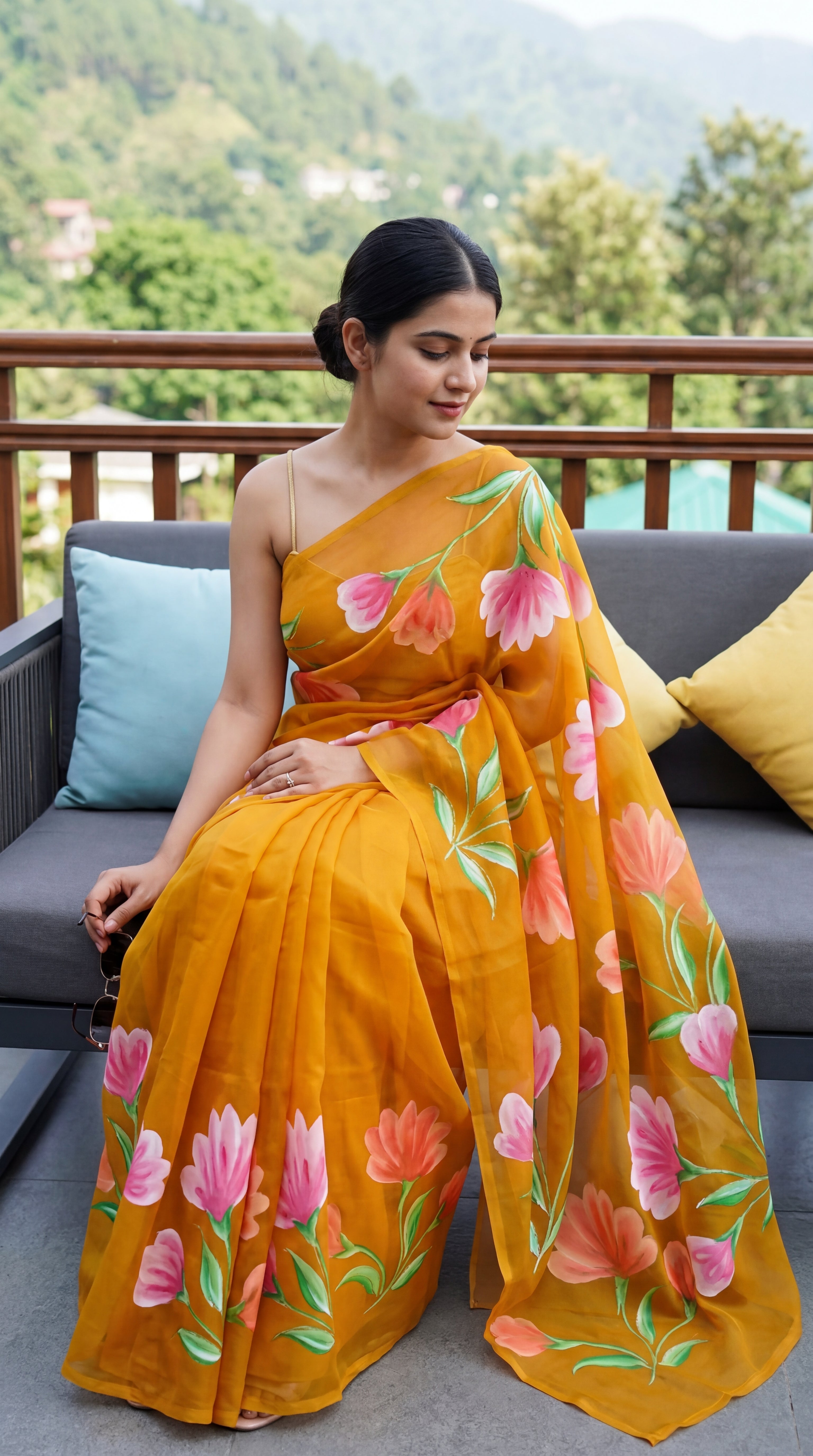 Brush print Saree D.no two Saree