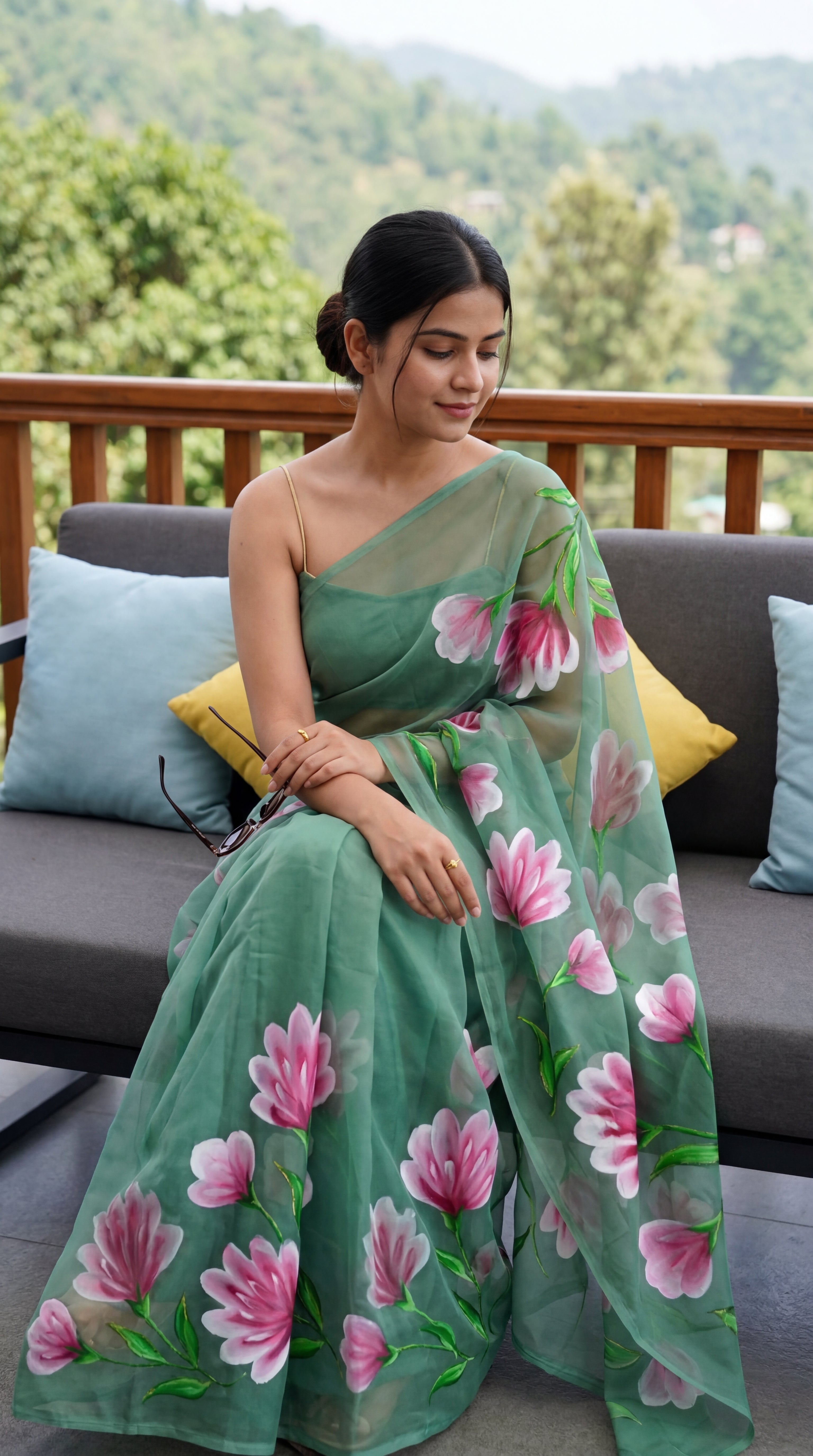 Brush print Saree D.no two Saree