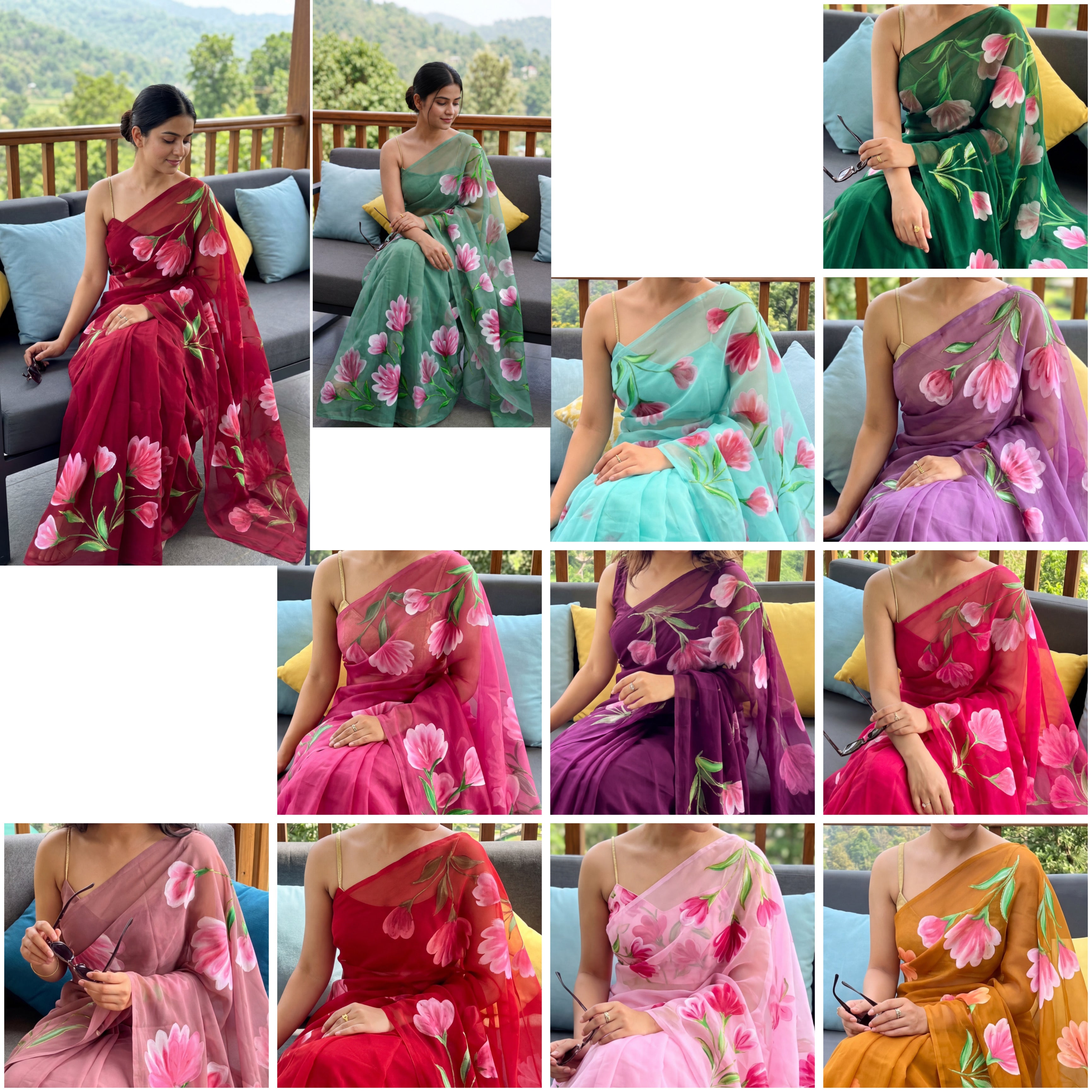 Brush paint saree D.no:-thwo (Pack of 12)