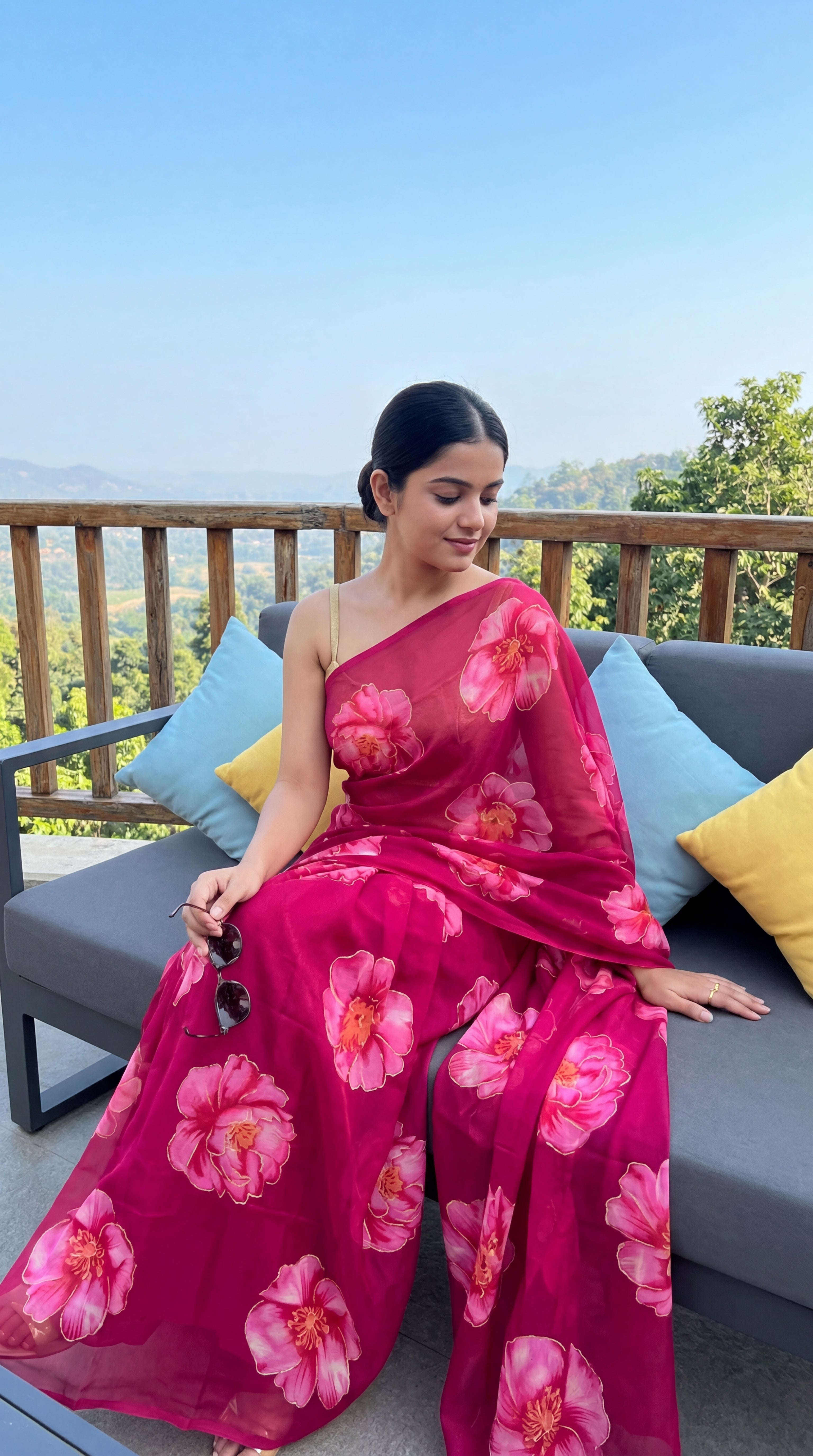 Chiffon print saree