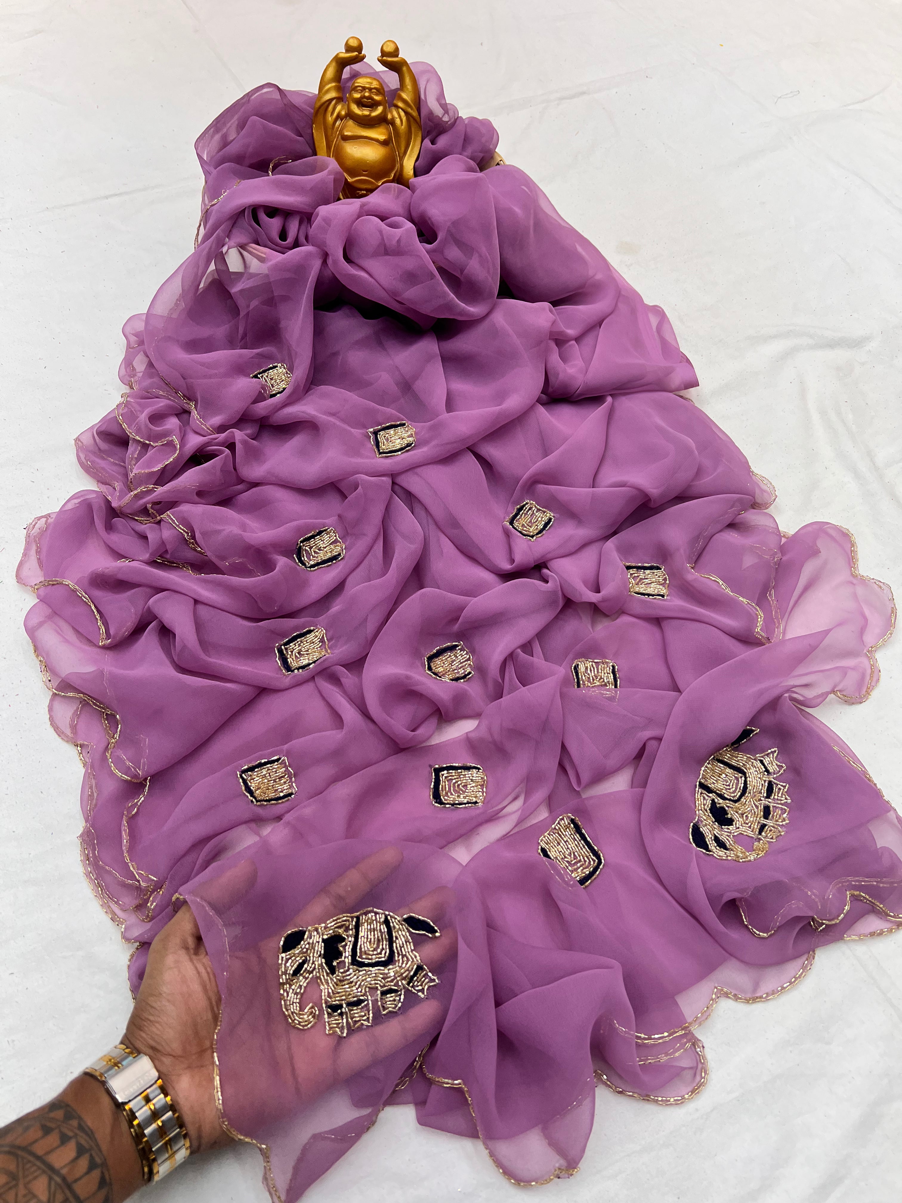 Elephant Hend work saree