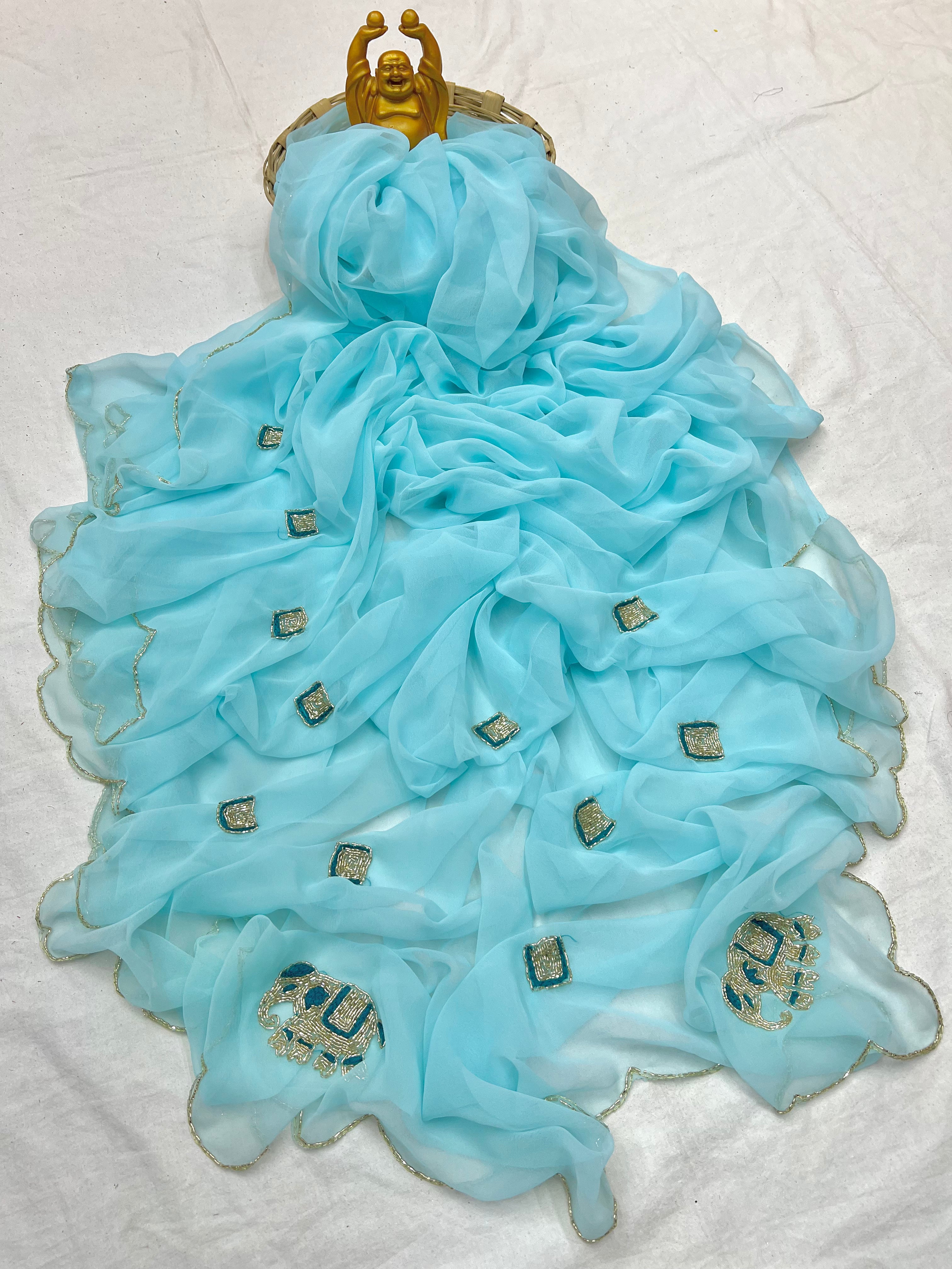 Elephant Hend work saree