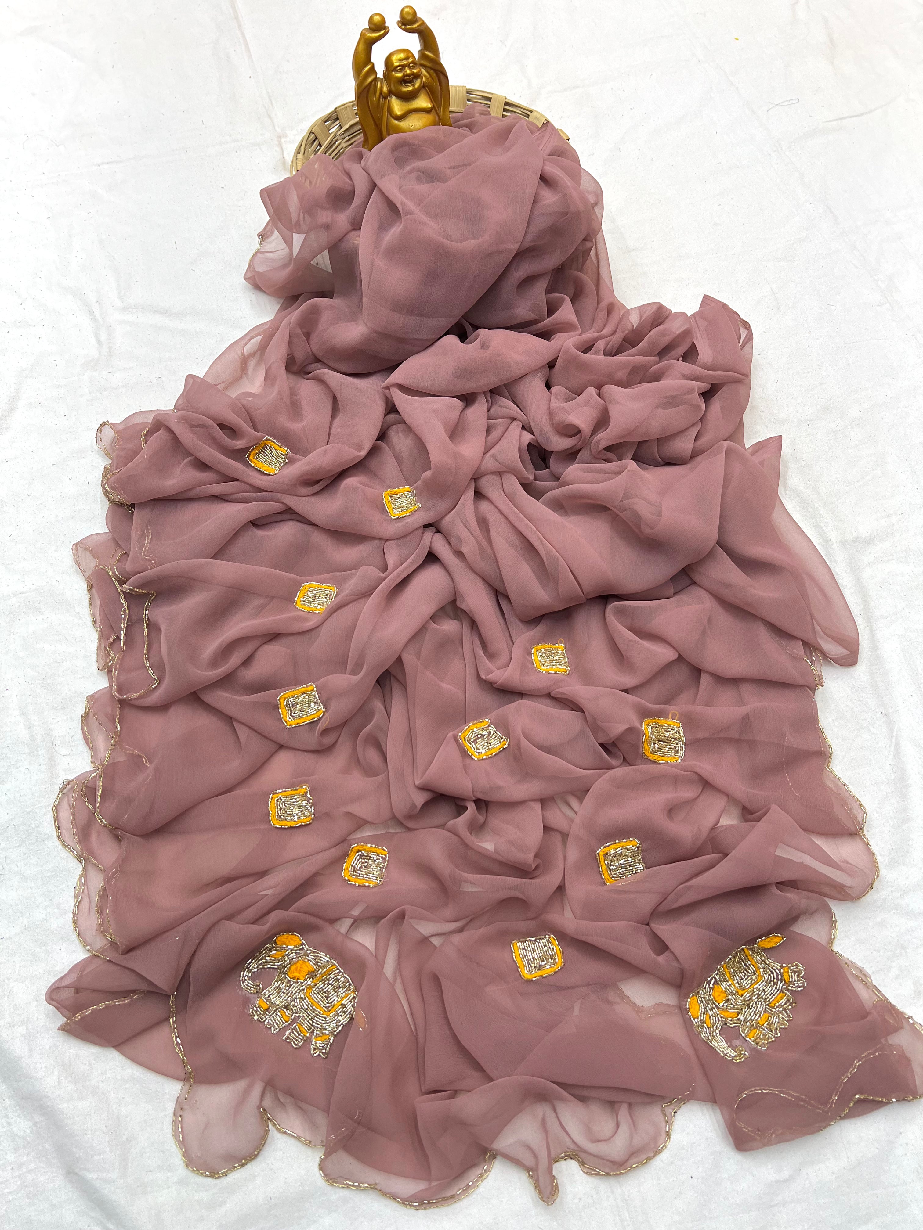 Elephant Hend work saree