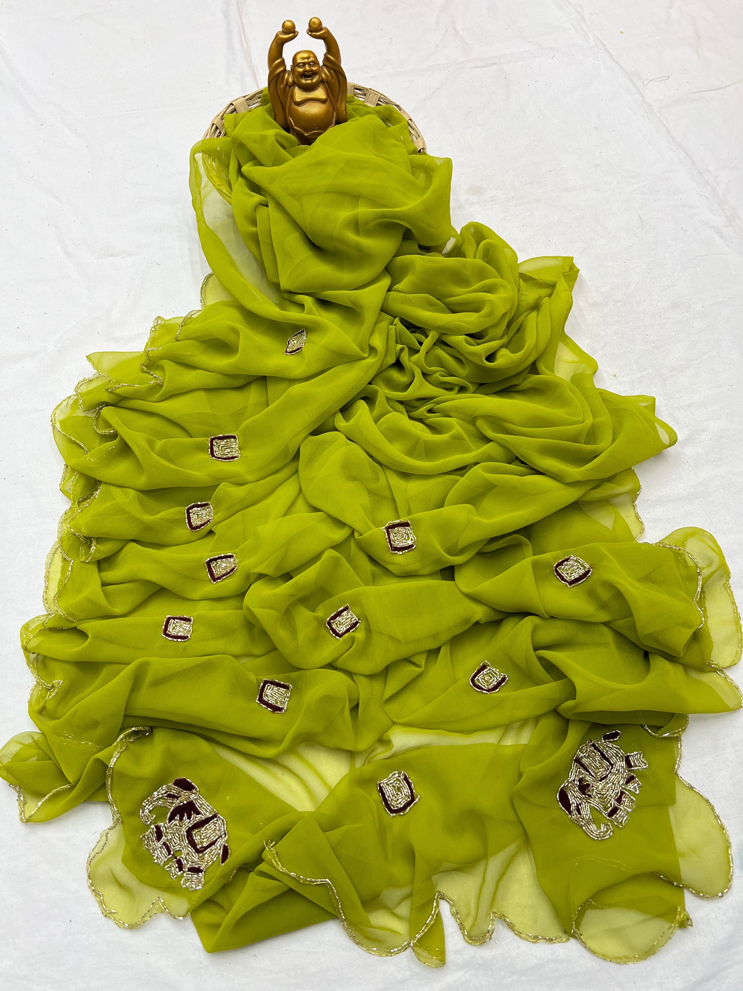 Elephant Hend work saree