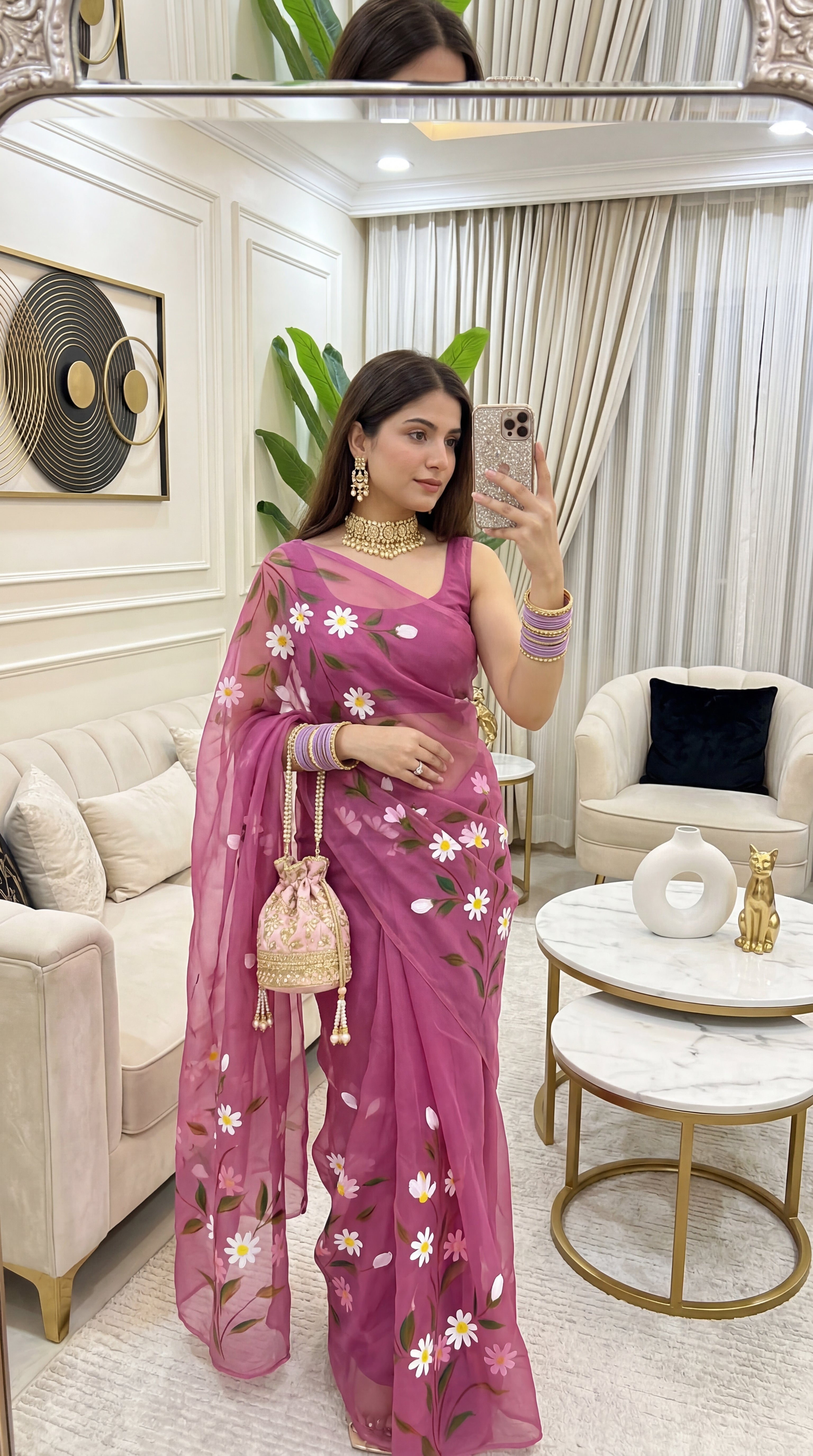 Brush print Saree D.no three Saree