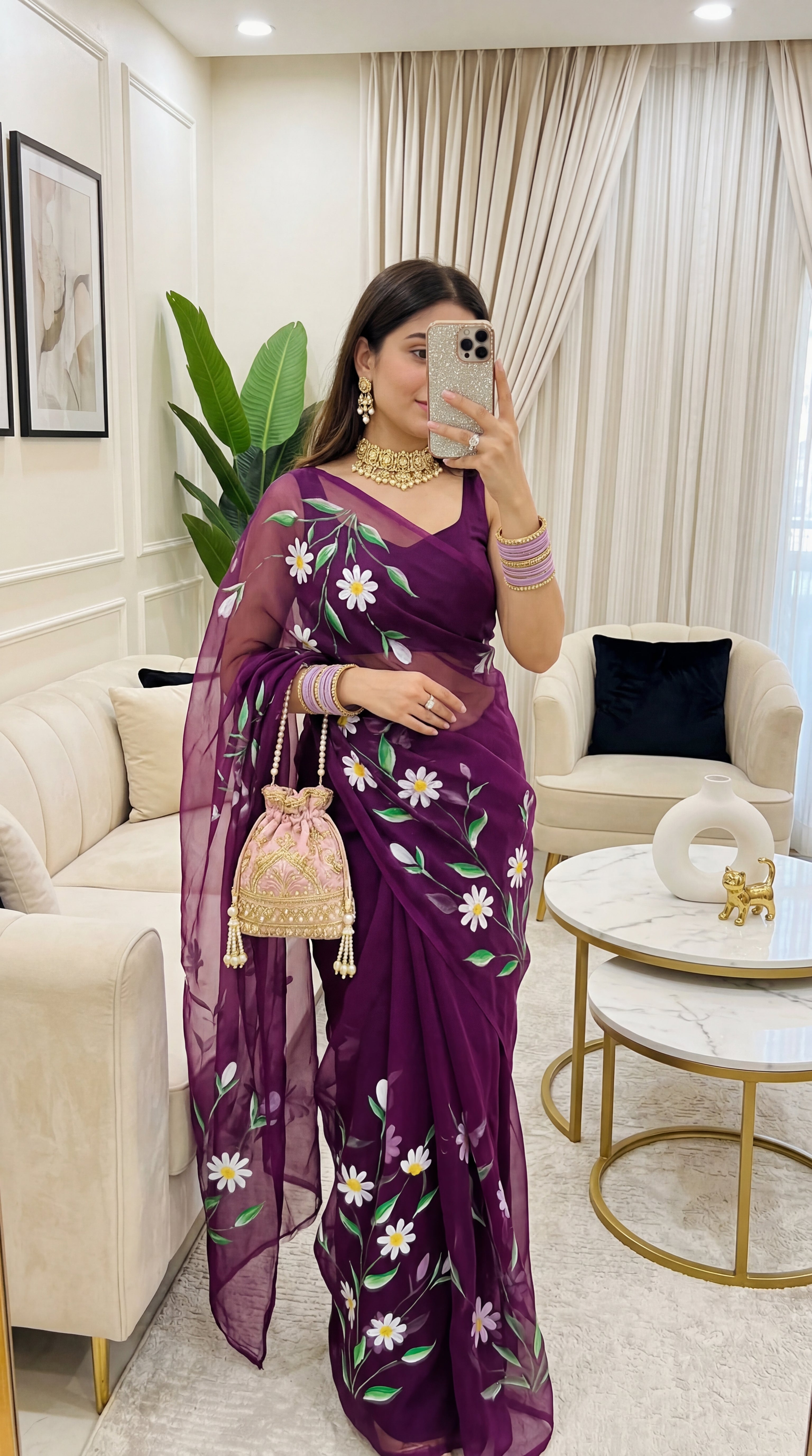 Brush print Saree D.no three Saree