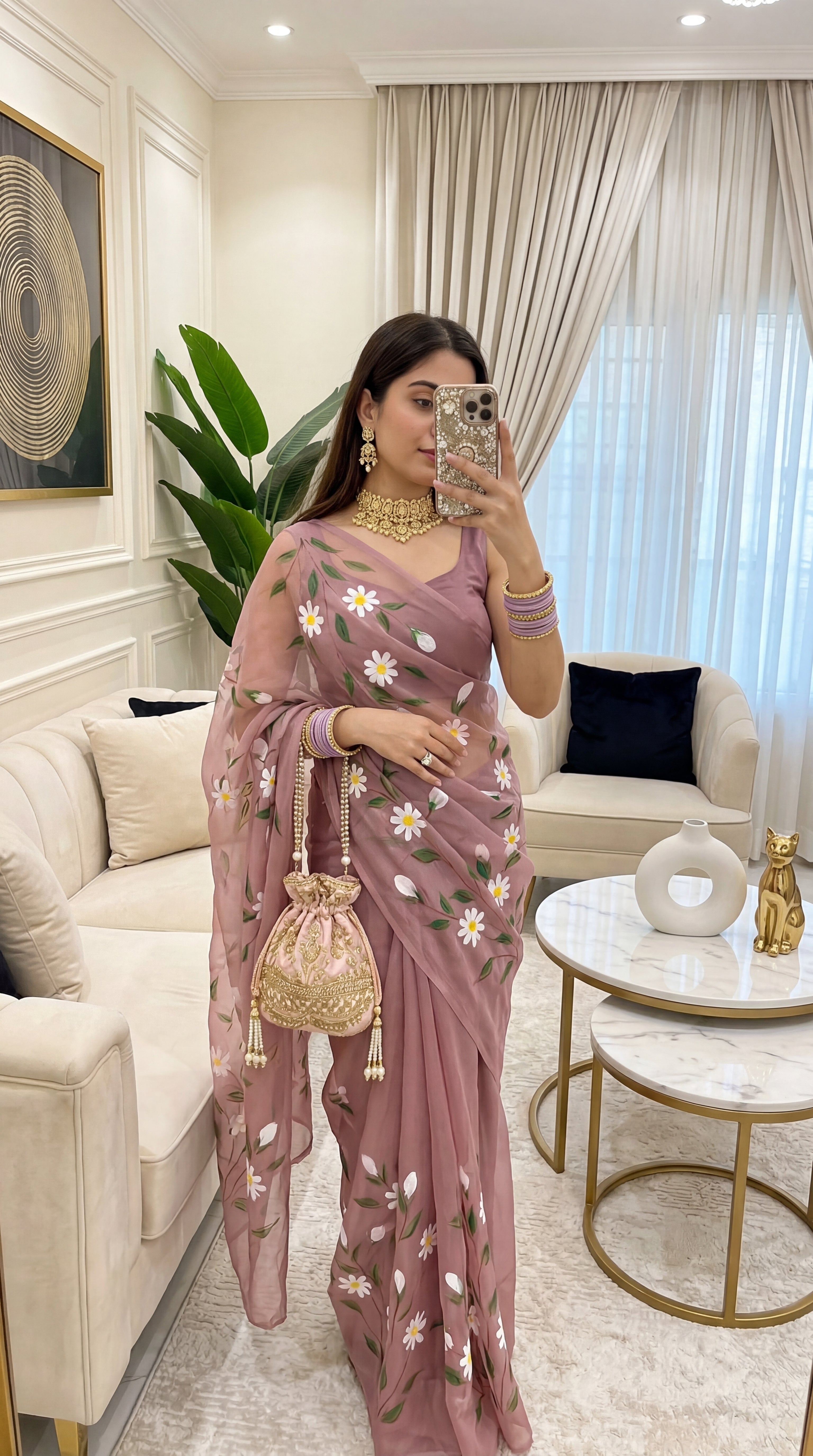 Brush print Saree D.no three Saree