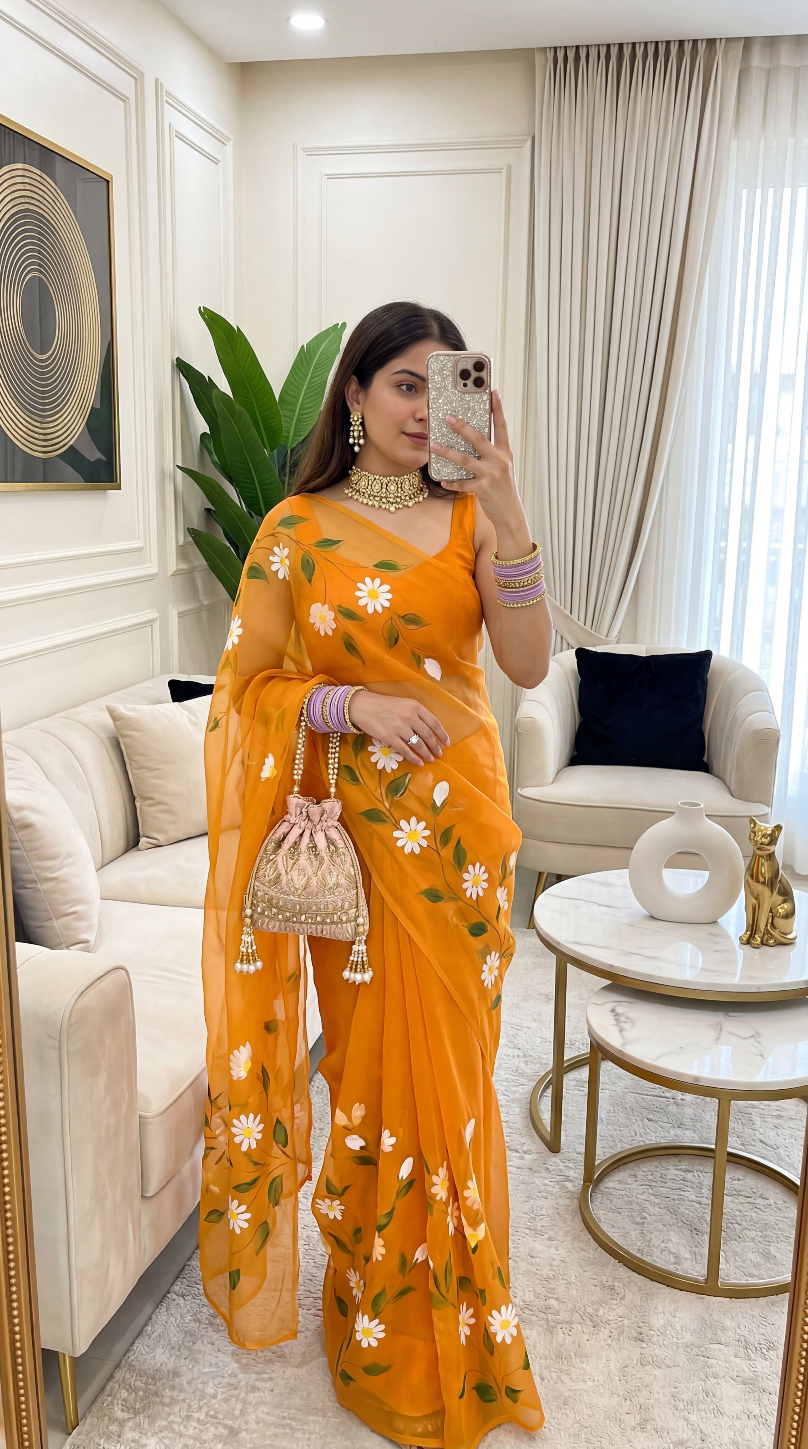 Brush print Saree D.no three Saree