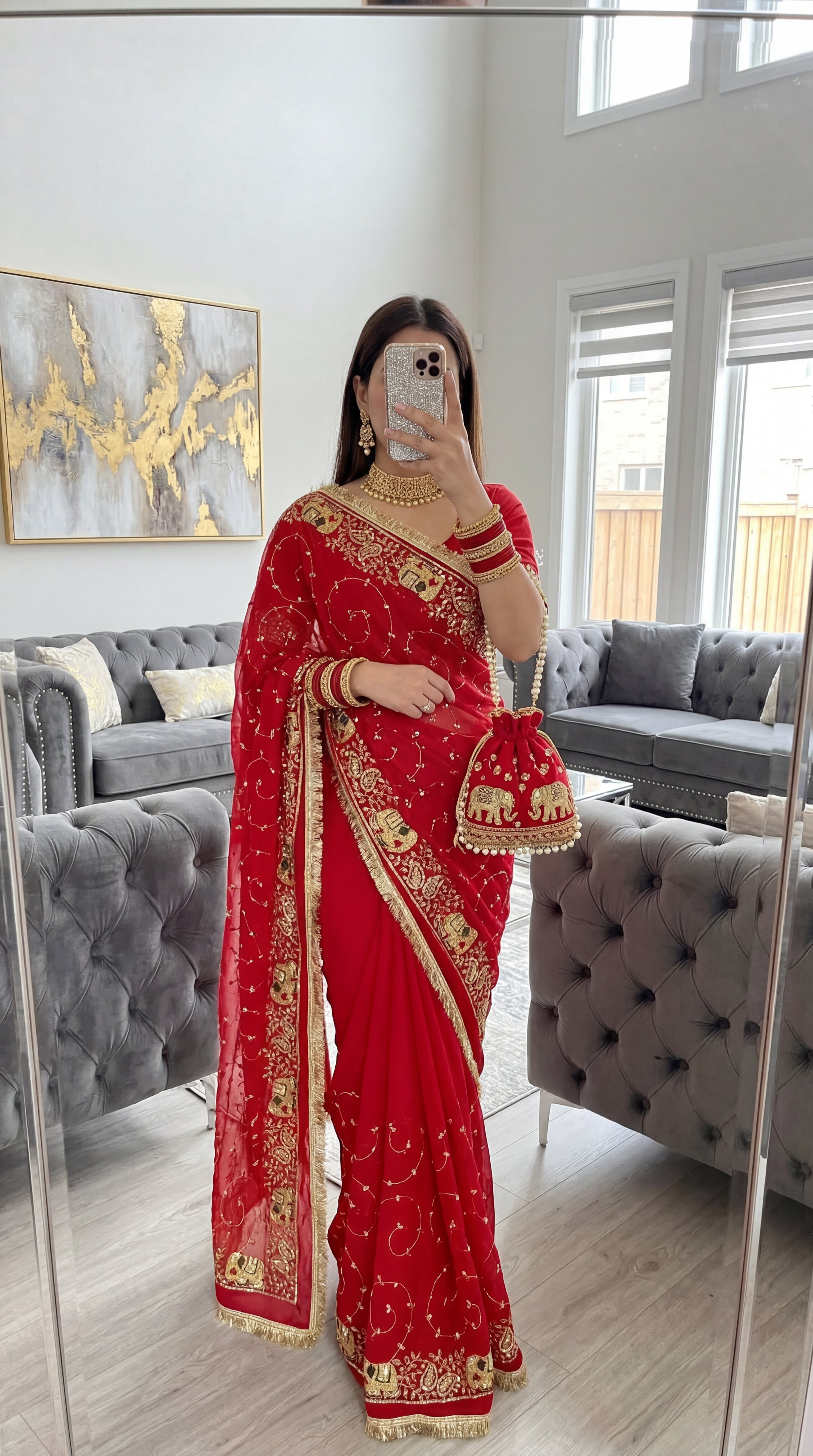 Elephant jall work Less Saree