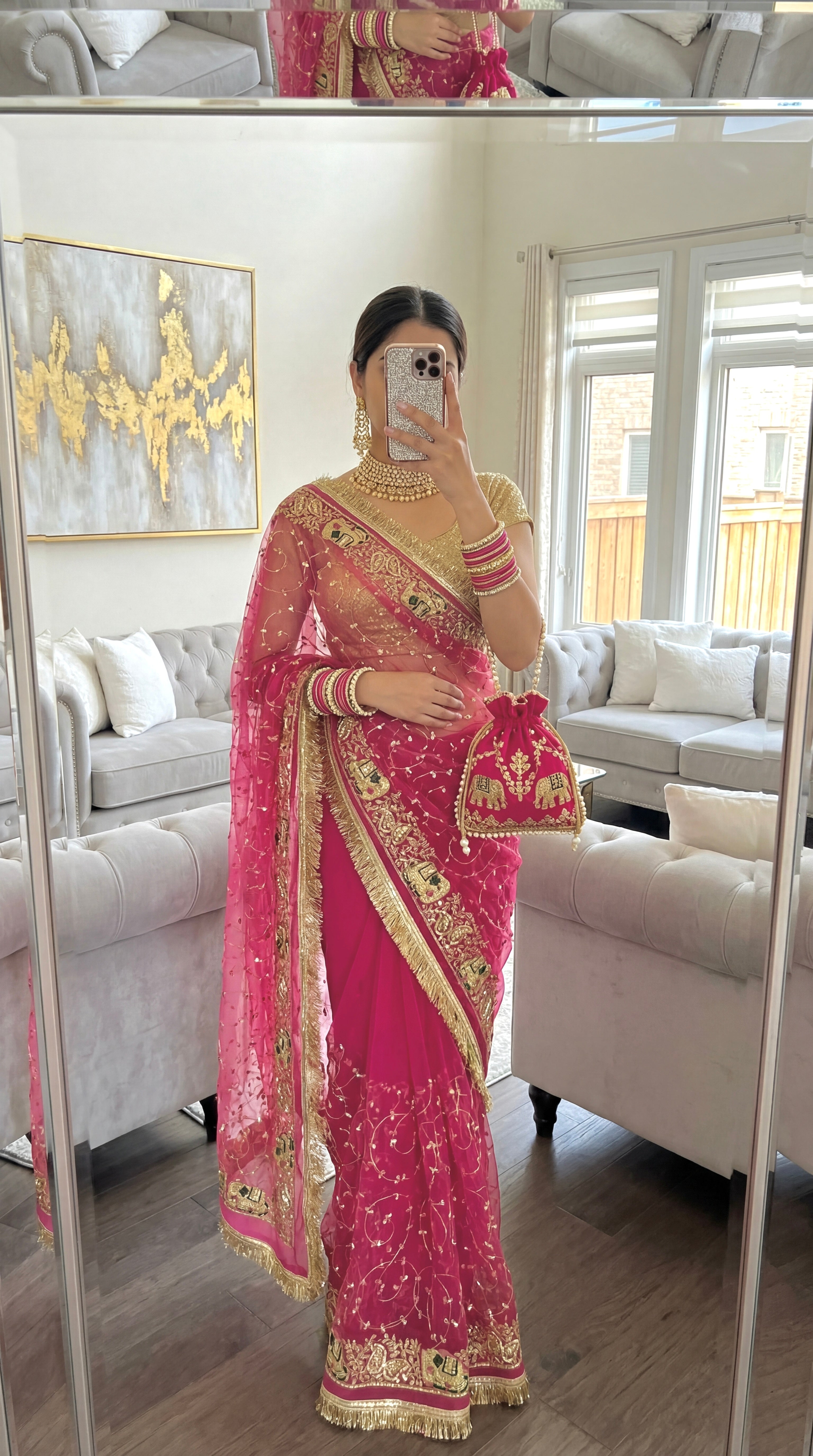 Elephant jall work Less Saree